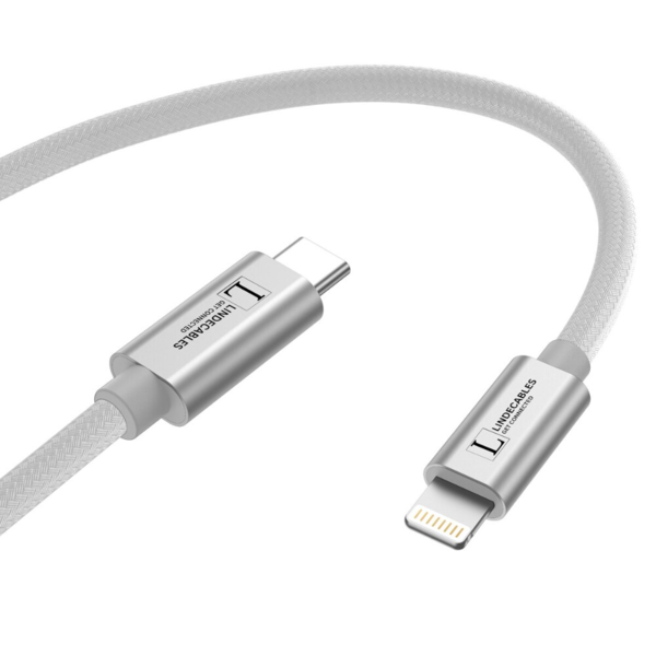 LindeCables USB-C til Lightning Premium kabel 20W - 2 m Sølv