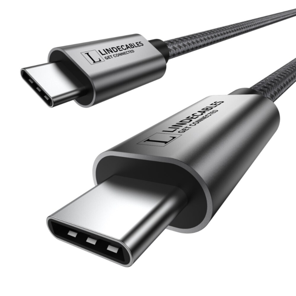 LindeCables USB-C 3.2 60W Premium kabel - 2 m Grå