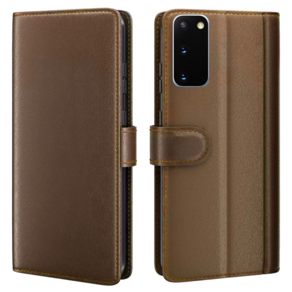 LindeCovers Samsung Galaxy S20 FE – Ægte Læder Flip Cover m. Flap Brown