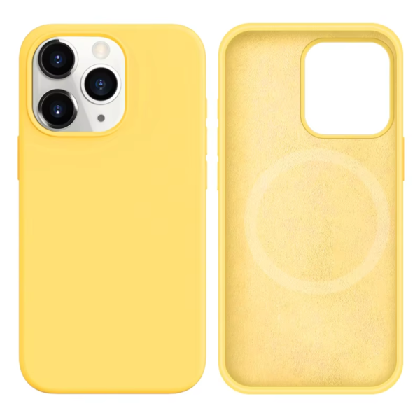LindeCovers iPhone 12 Pro Max - Silikonecover til trådløs opladning 4 Yellow
