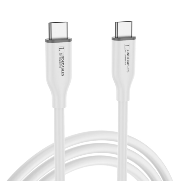 LindeCables USB-C 2.0 Silikonekabel 60W - 1.2 m Hvid