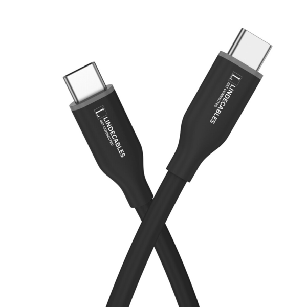 LindeCables USB-C 2.0 Silikonekabel 100W - 1.2 m Sort
