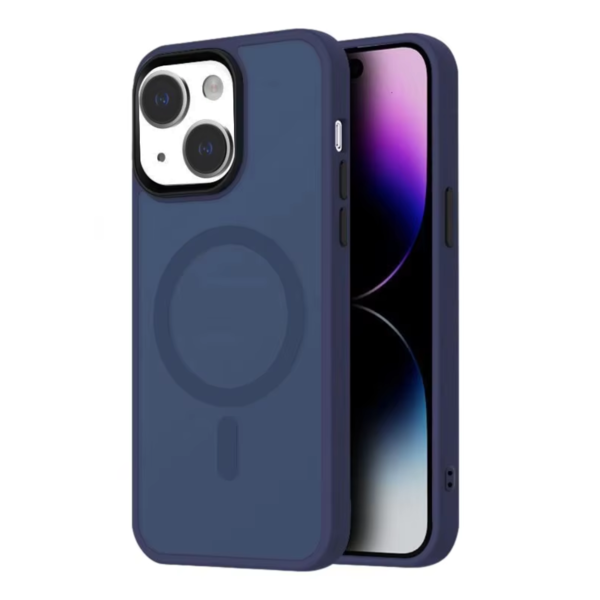 LindeCovers iPhone 14 Transparent Cover - MagSafe Kompatibel 07 Dark Blue