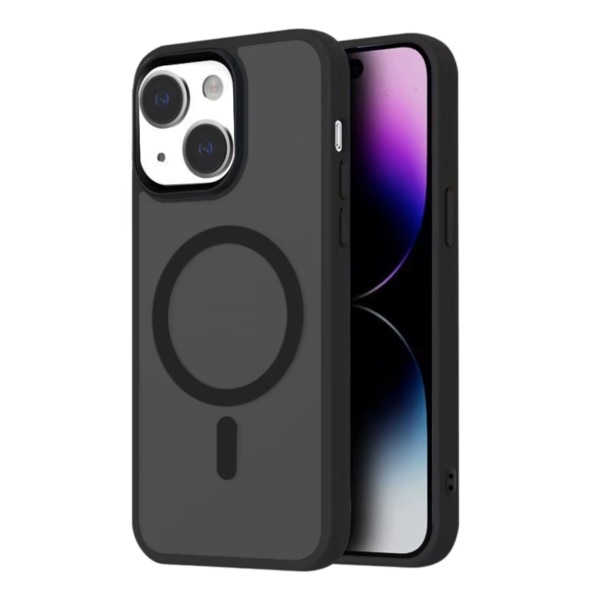 LindeCovers iPhone 15 Transparent Cover - MagSafe Kompatibel 08 Black