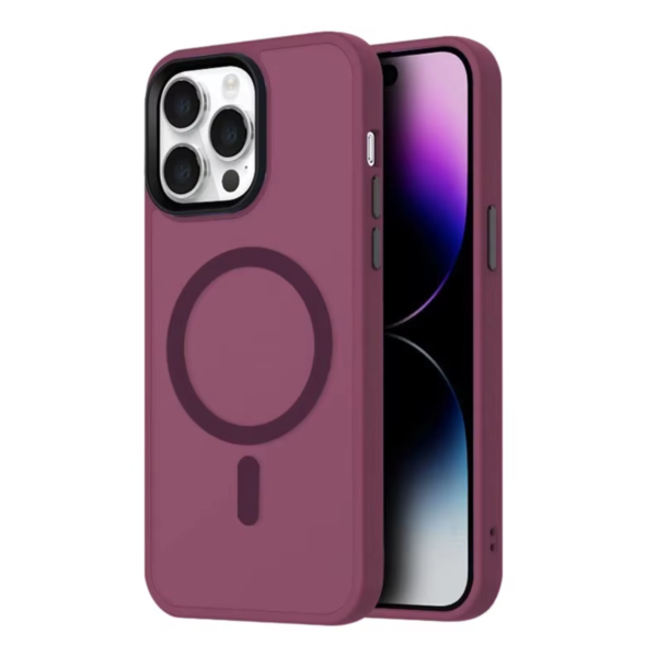 LindeCovers iPhone 15 Pro Max Transparent Cover - MagSafe Kompatibel 10 Plum Red