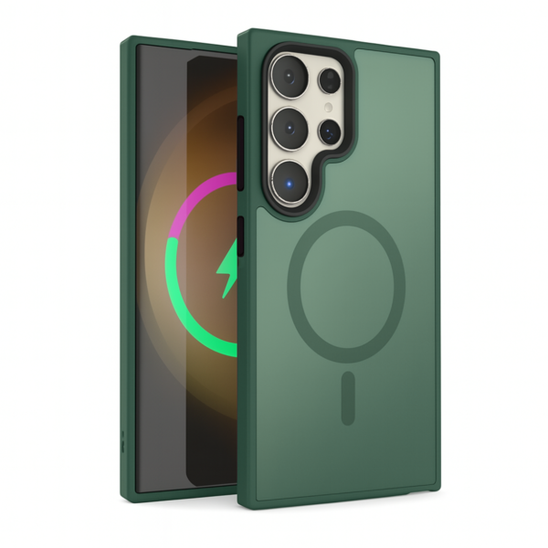 LindeCovers Samsung Galaxy S22 Ultra Transparent Cover – MagSafe Kompatibel 03 Alpine Green