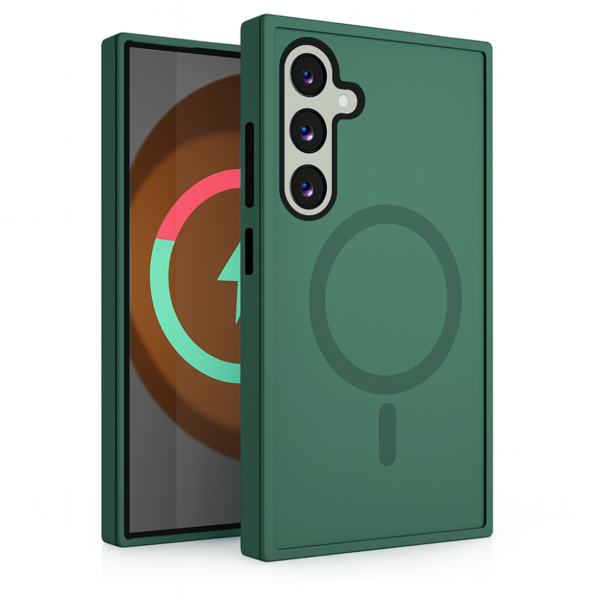 LindeCovers Samsung Galaxy S24 Transparent Cover – MagSafe Kompatibel 03 Alpine Green