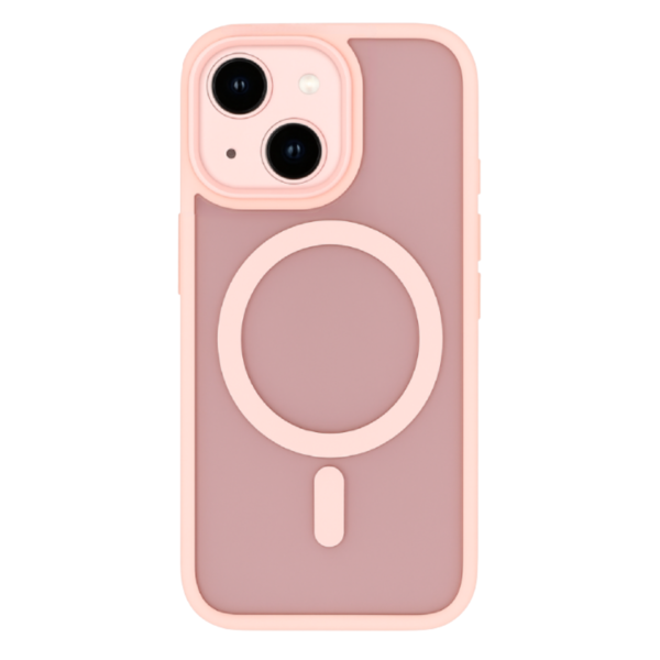 LindeCovers iPhone 14 Premium Transparent Cover - MagSafe Kompatibel 02 Pink