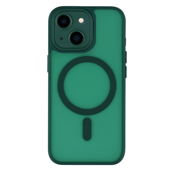 LindeCovers iPhone 15 Premium Transparent Cover - MagSafe Kompatibel 09 Alpine Green