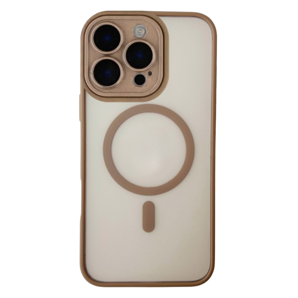 LindeCovers iPhone 16 Pro Max Premium Transparent Cover - MagSafe Kompatibel 01 Dessert Gold