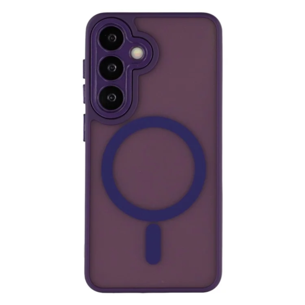 LindeCovers Samsung Galaxy S25 Premium Transparent Cover – MagSafe Kompatibel 02 Dark Purple