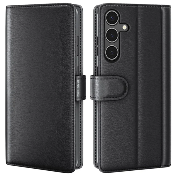 LindeCovers Samsung Galaxy A14 – Ægte Læder Flip Cover m. Flap Black