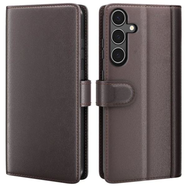 LindeCovers Samsung Galaxy A34 – Ægte Læder Flip Cover m. Flap Red Brown