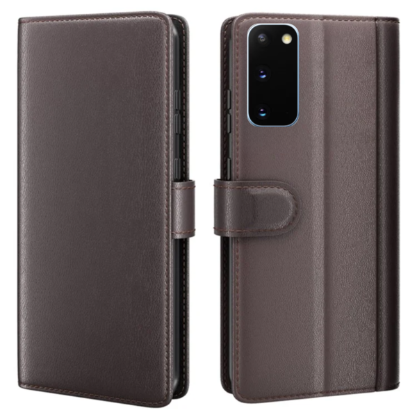 LindeCovers Samsung Galaxy S20 – Ægte Læder Flip Cover m. Flap Red Brown
