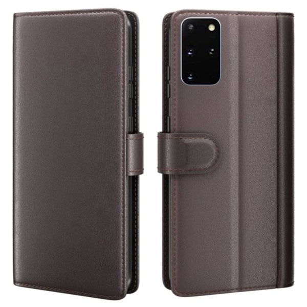LindeCovers Samsung Galaxy S20 Plus – Ægte Læder Flip Cover m. Flap Red Brown