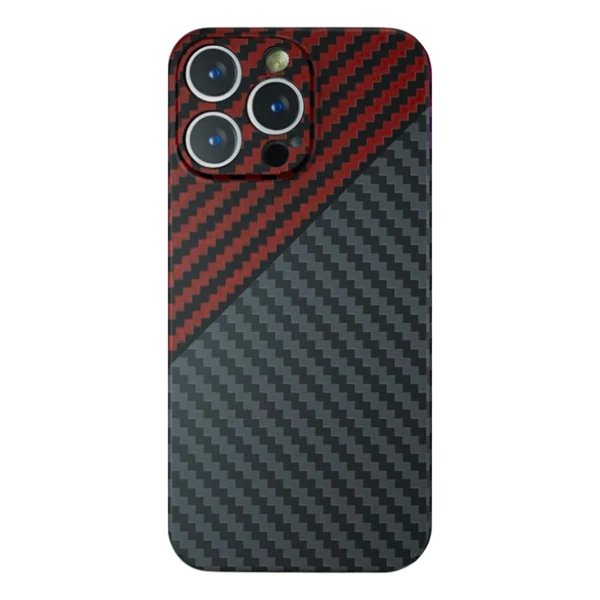 LindeCovers iPhone 16 Pro Max Carbon Cover 03 Red/Black