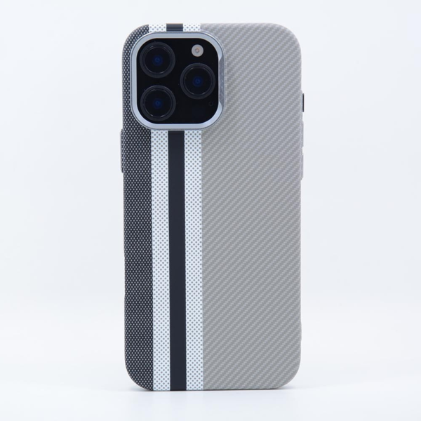 LindeCovers iPhone 13 Pro Max Carbon Cover - MagSafe Kompatibel 05 Grey Stripes