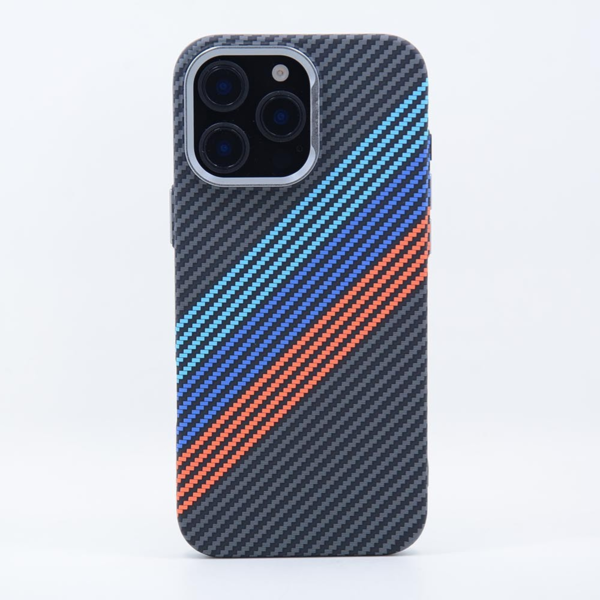 LindeCovers iPhone 15 Pro Max Carbon Cover - MagSafe Kompatibel 04 Colorful Stripes