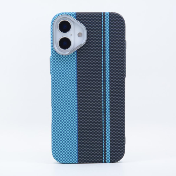LindeCovers iPhone 16 Carbon Cover - MagSafe Kompatibel 03 Blue/Black