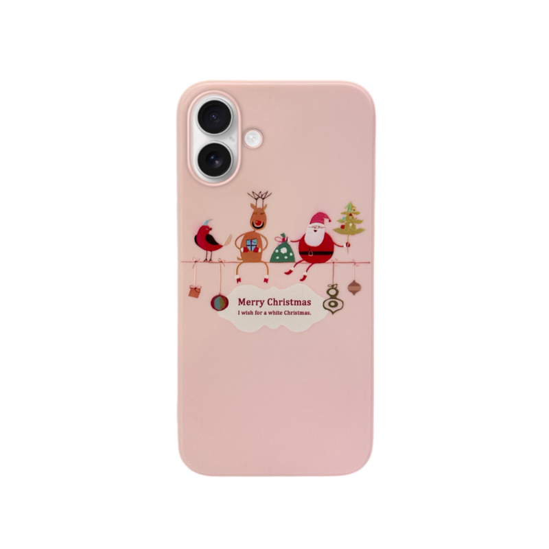LindeCovers iPhone 16 - Julemotiv Bagsidecover Silikone Pink Holiday Crew