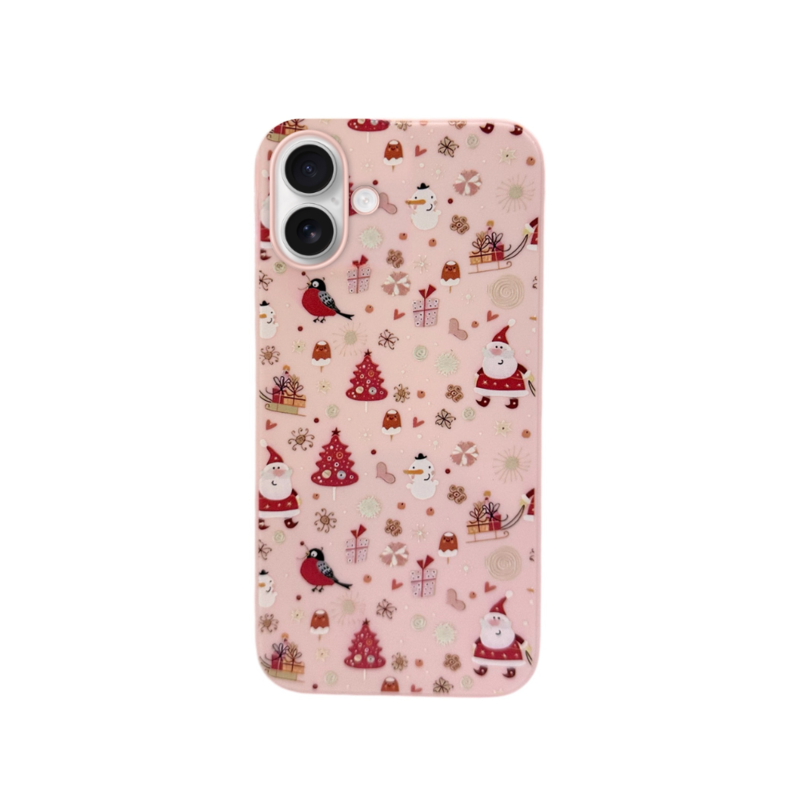 LindeCovers iPhone 16 - Julemotiv Bagsidecover Silikone Rosy Winter Wonderland