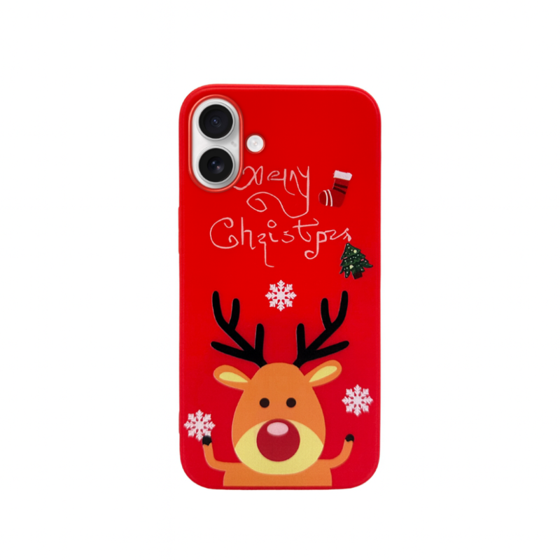 LindeCovers iPhone 16 - Julemotiv Bagsidecover Silikone Festive Rudolph