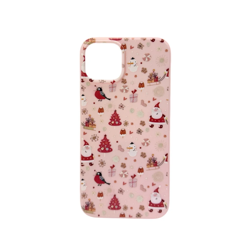 LindeCovers iPhone 16 Pro - Julemotiv Bagsidecover Silikone Rosy Winter Wonderland
