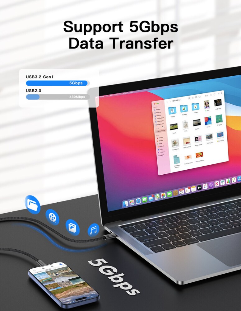 LindeCables USB-C 3.2 60W Premium kabel - 1 m