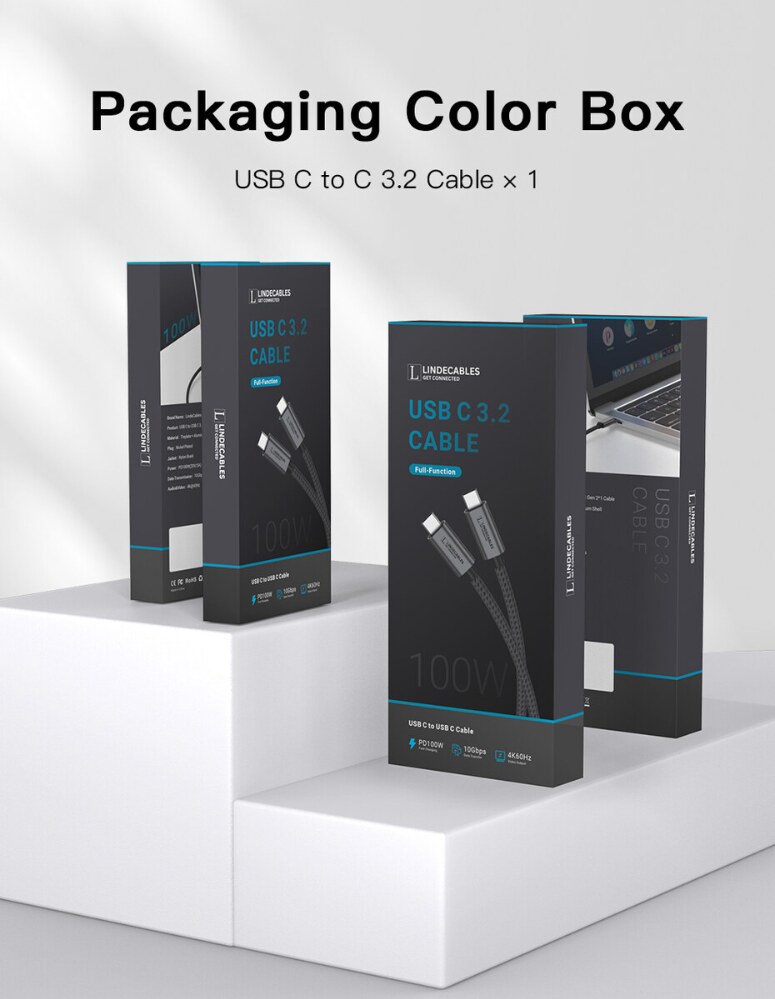LindeCables USB-C 3.2 100W Premium kabel - 3 m