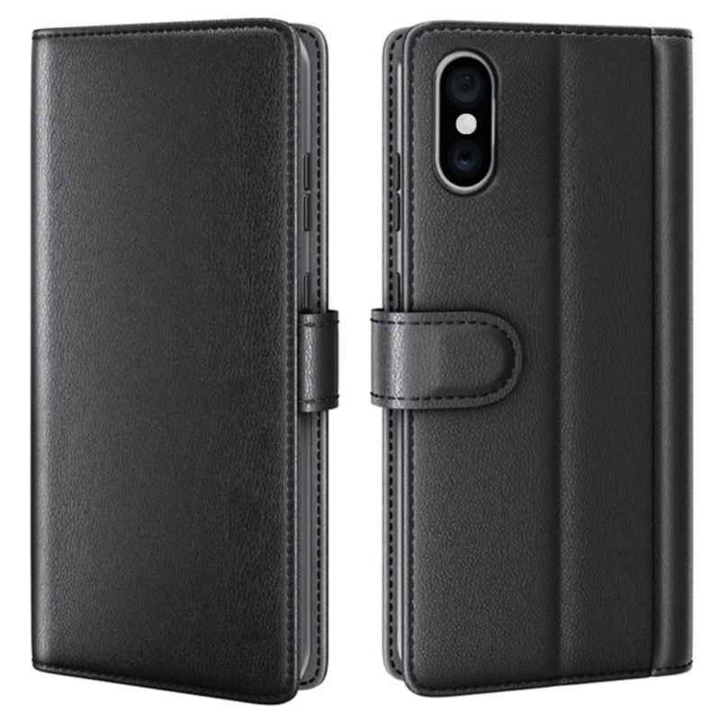 LindeCovers iPhone X – Ægte Læder Flip Cover m. Flap Black