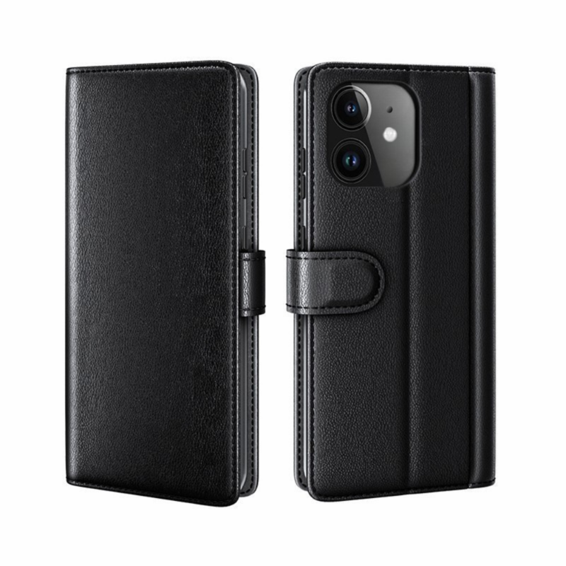 LindeCovers iPhone 11 – Ægte Læder Flip Cover m. Flap Black