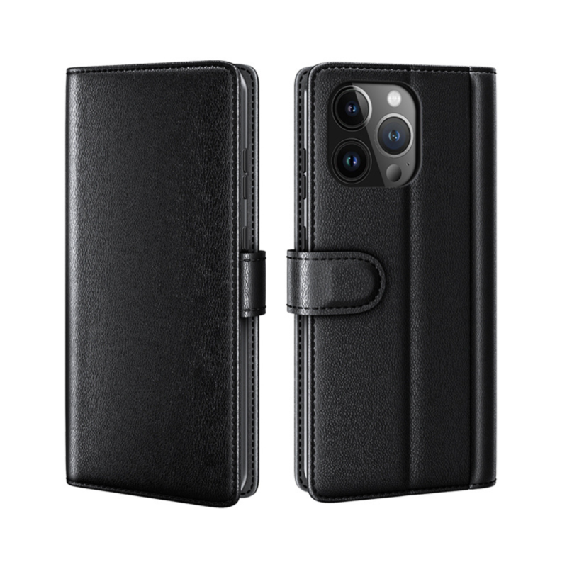 LindeCovers iPhone 11 Pro - Rigtig Læder Flip Cover M. Flap Black