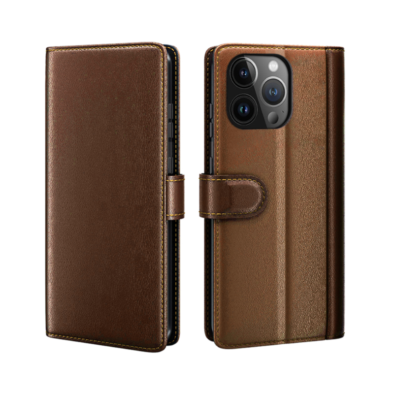 LindeCovers iPhone 12 Pro Max – Ægte Læder Flip Cover m. Flap Brown
