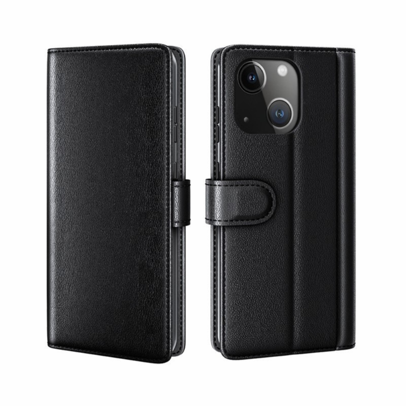 LindeCovers iPhone 13 Mini – Ægte Læder Flip Cover m. Flap Black