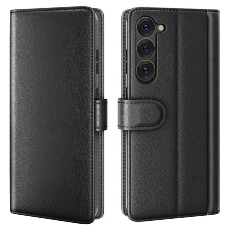 LindeCovers Samsung Galaxy S22 – Ægte Læder Flip Cover m. Flap Black