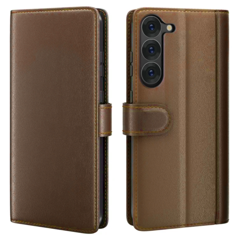 LindeCovers Samsung Galaxy S22 – Ægte Læder Flip Cover m. Flap Brown