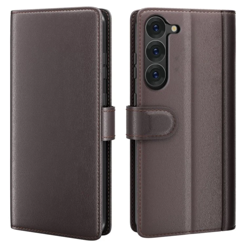 LindeCovers Samsung Galaxy S22 – Ægte Læder Flip Cover m. Flap Red Brown