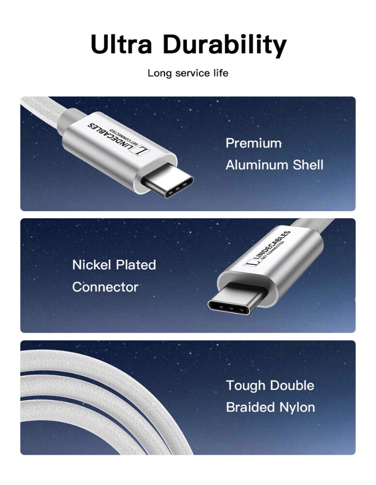 LindeCables USB-C 3.2 Gen. 2x2 100W Premium kabel - 3 m