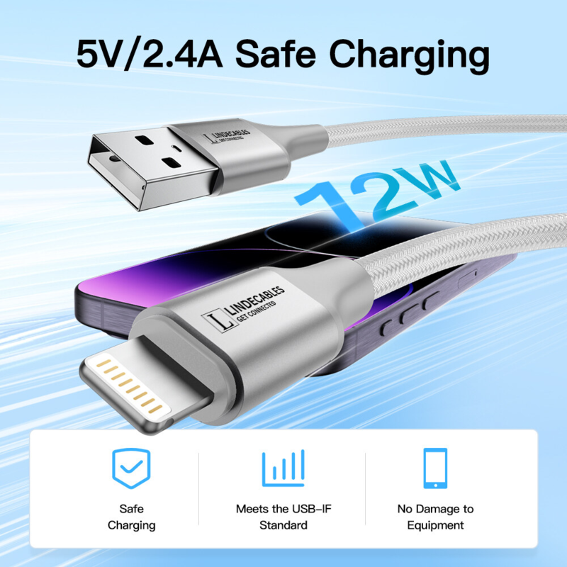 LindeCables USB-A til Lightning kabel 12W - 1 m