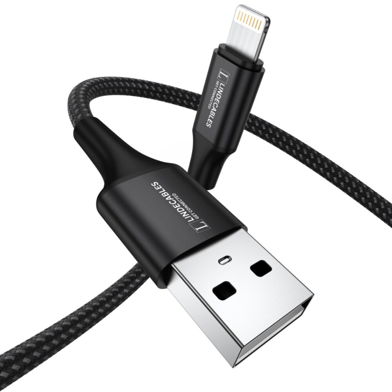 LindeCables USB-A til Lightning kabel 20W - 1 m Sort