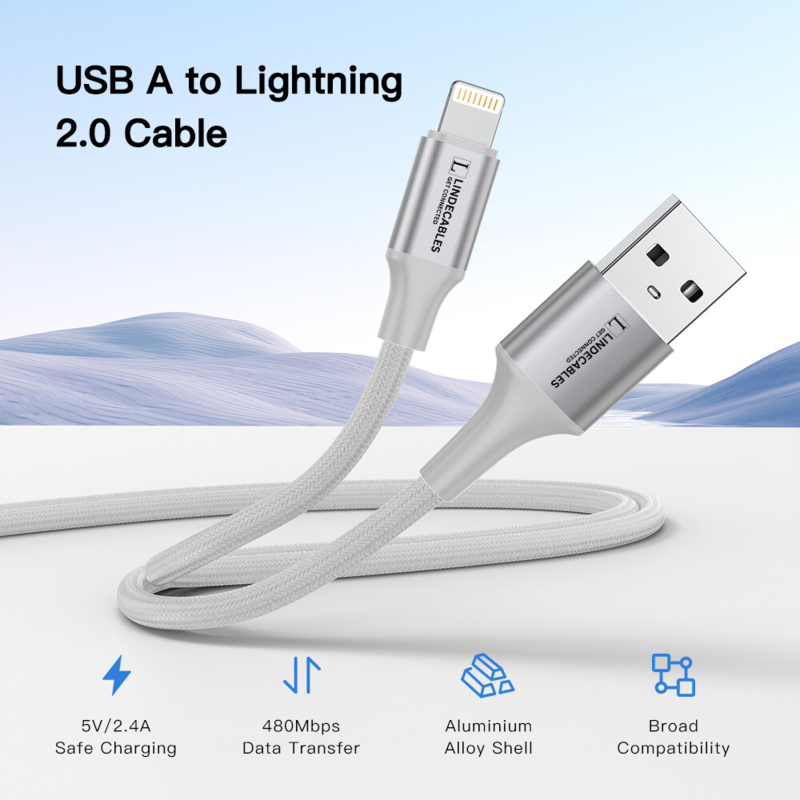 LindeCables USB-A til Lightning kabel 12W - 2 m