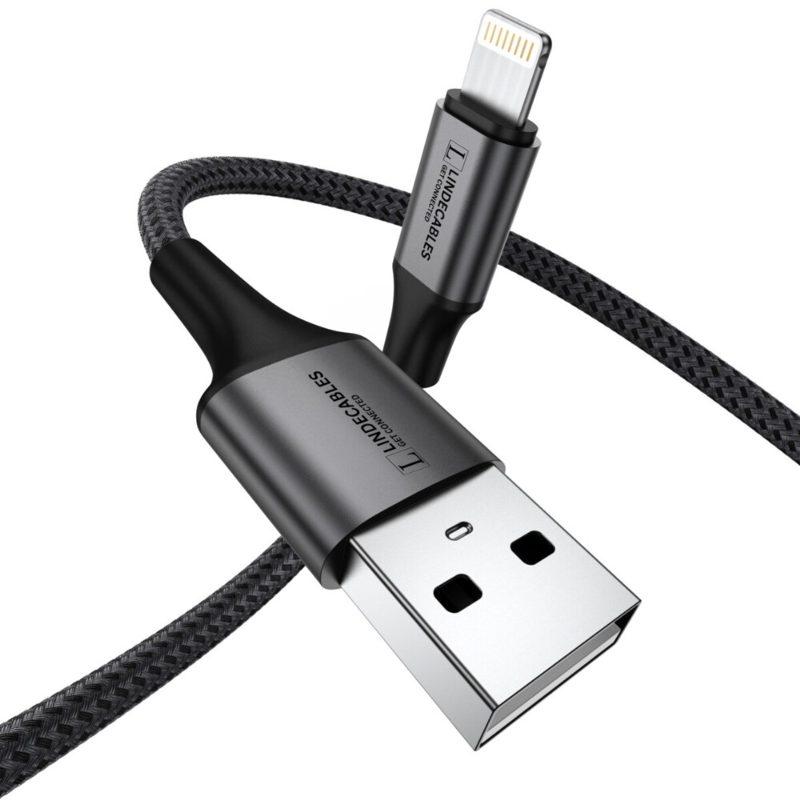 LindeCables USB-A til Lightning kabel 12W - 2 m Grå