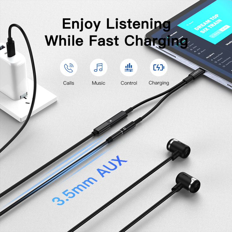 LindeCables 2-i-1 USB-C Adapter til 3.5 mm AUX