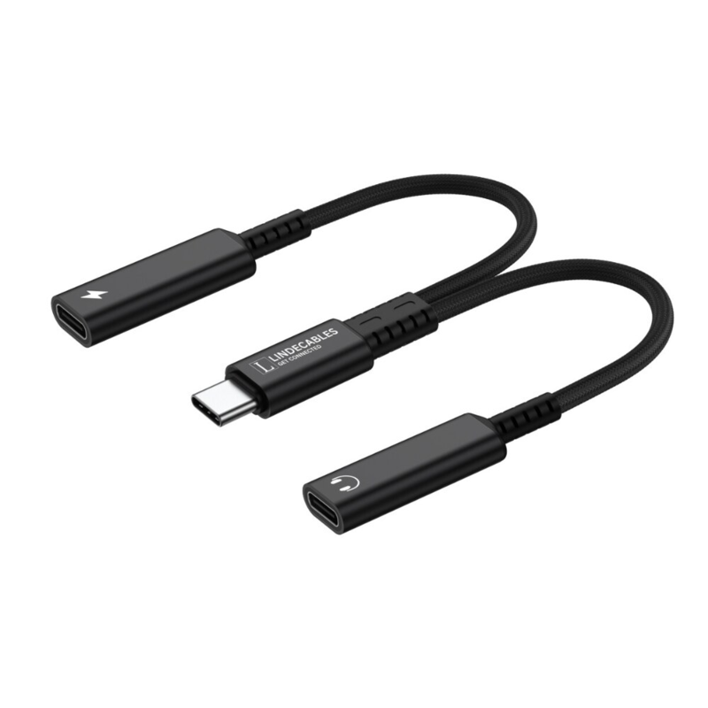 LindeCables 2-i-1 USB-C Adapter til Lyd/Opladning
