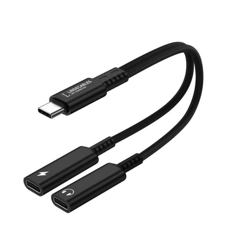 LindeCables 2-i-1 USB-C Adapter til Lyd/Opladning