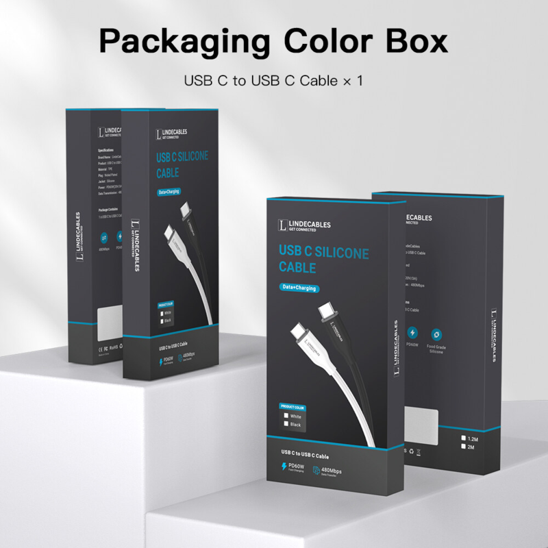 LindeCables USB-C 2.0 Silikonekabel 60W – 1.2 m