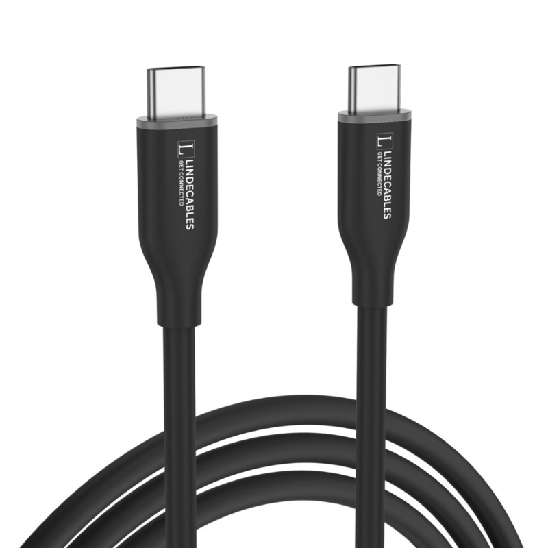 LindeCables USB-C 2.0 Silikonekabel 60W - 1.2 m Sort