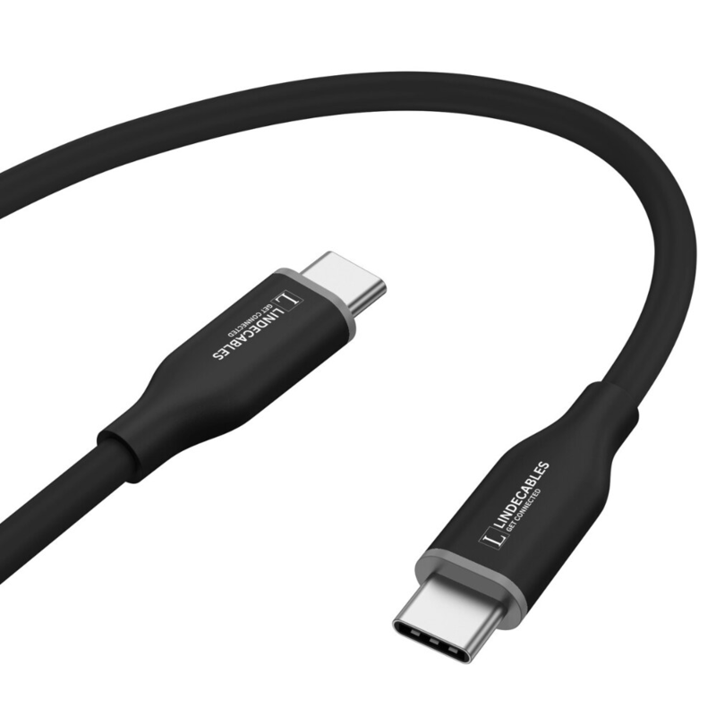 LindeCables USB-C 2.0 Silikonekabel 60W - 2 m Sort