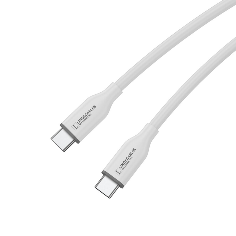 LindeCables USB-C 2.0 Silikonekabel 100W - 2 m Hvid