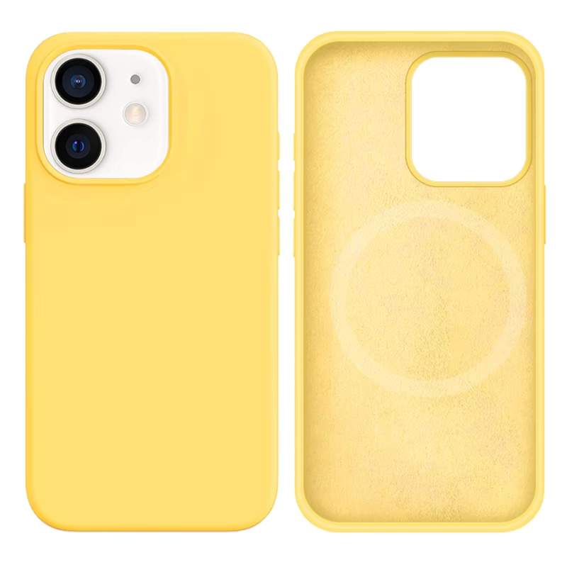 LindeCovers iPhone 12 Mini Silikonecover - MagSafe Kompatibel 4 Yellow